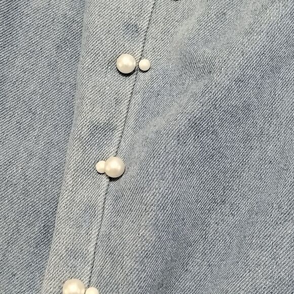 Pearl Embellished Denim Elastic Waist Jeans Kids Sz 7 - Picture 5 of 9